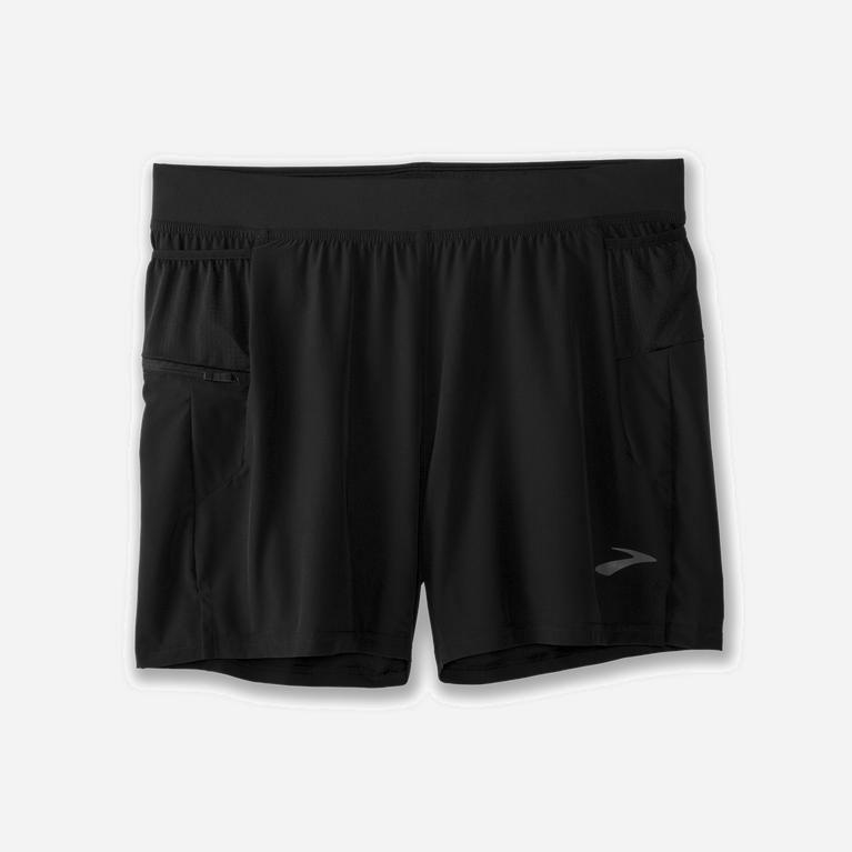 Brooks Men's Sherpa 5 2-In-1 Running Shorts Singapore - Black (28506-DEIB)